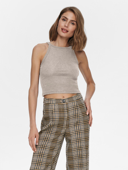 ONLY Bézs színű női bordázott basic felső ONLY Emma