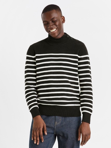 Celio Fekete férfi csíkos pulóver Celio Denerio Denerio
