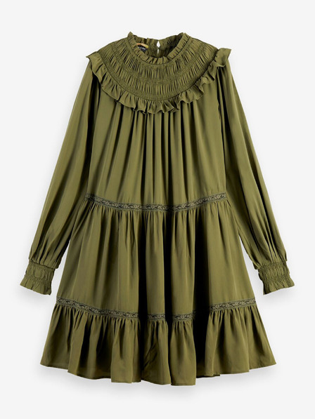 Scotch & Soda Khaki női ruha fodrokkal Scotch & Soda Scotch & Soda