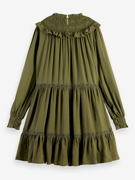 Scotch & Soda Khaki női ruha fodrokkal Scotch & Soda Scotch & Soda