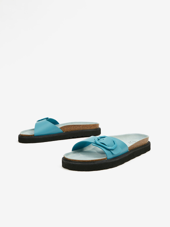 Ojju Türkiz női bőr platform papucs OJJU