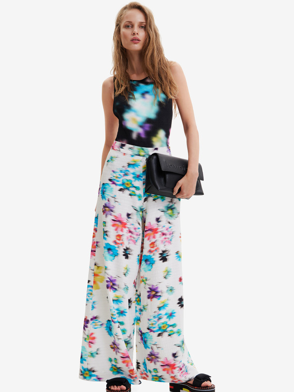 Desigual Fehér Desigual Daniela női virágos nadrág Desigual Daniela női nadrág