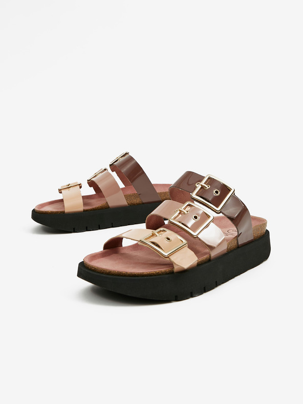 Ojju Lila és bézs női platform papucs OJJU