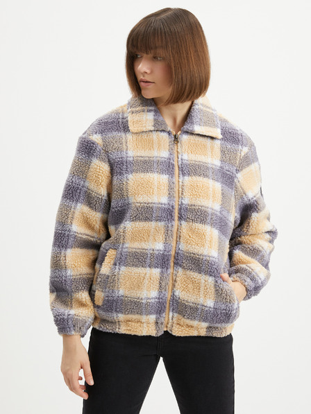 O'Neill Szürke és narancssárga fleece kockás cipzáras pulóver O'Neill Check