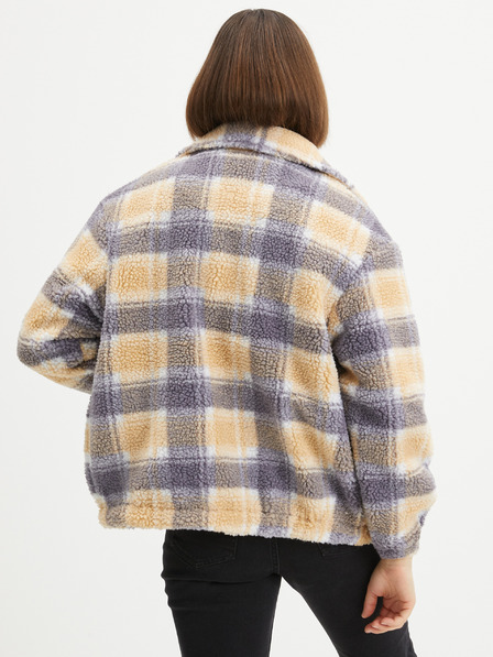 O'Neill Szürke és narancssárga fleece kockás cipzáras pulóver O'Neill Check