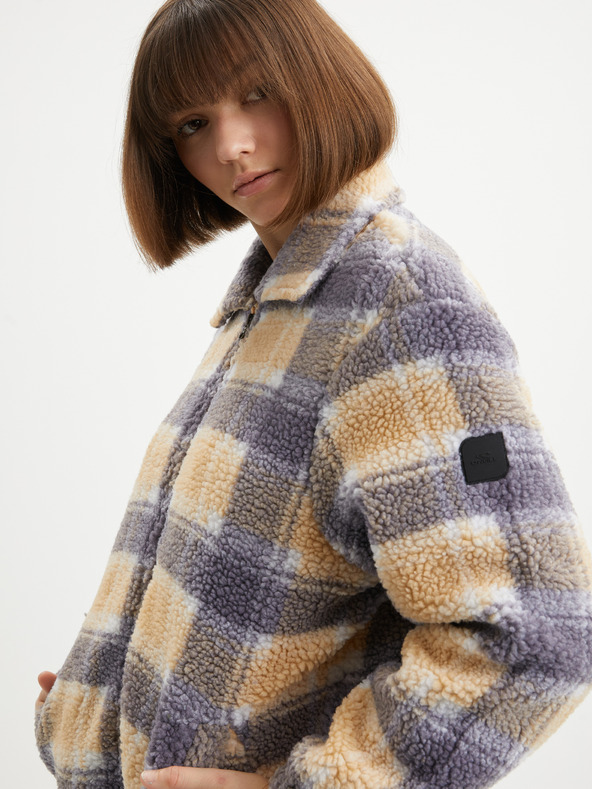 O'Neill Szürke és narancssárga fleece kockás cipzáras pulóver O'Neill Check