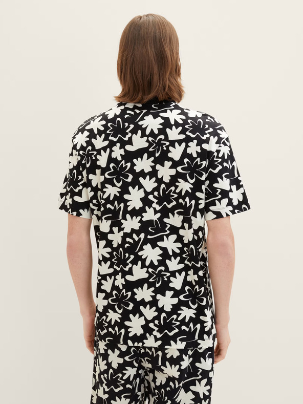 Tom Tailor Denim Fehér és fekete férfi mintás póló Tom Tailor Denim Tom Tailor Denim