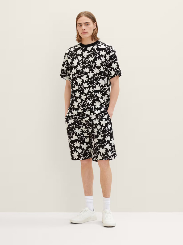 Tom Tailor Denim Fehér és fekete férfi mintás póló Tom Tailor Denim Tom Tailor Denim