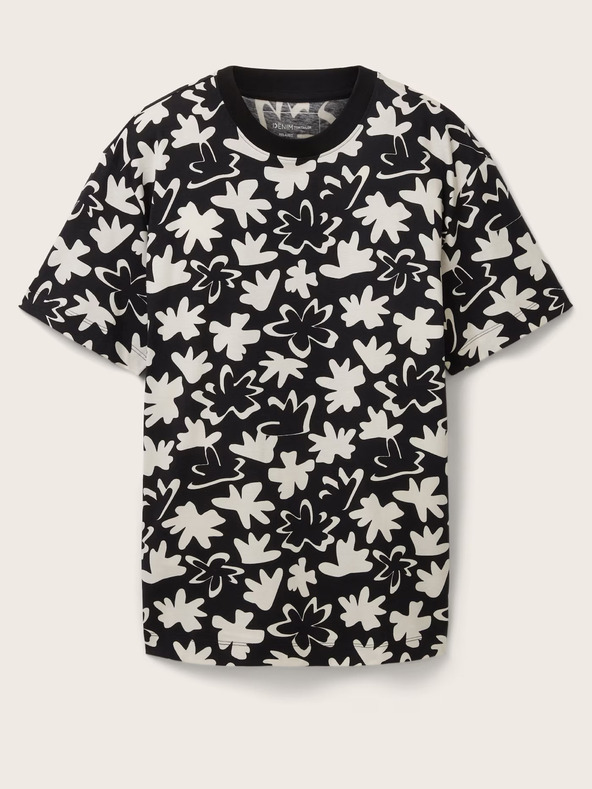 Tom Tailor Denim Fehér és fekete férfi mintás póló Tom Tailor Denim Tom Tailor Denim