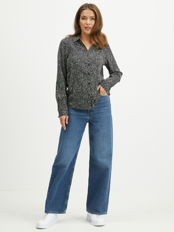 Jacqueline de Yong Fekete női pöttyös póló JDY Caine