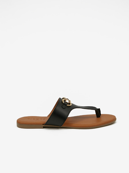 Pieces Fekete bőr flip flop Pieces Vira