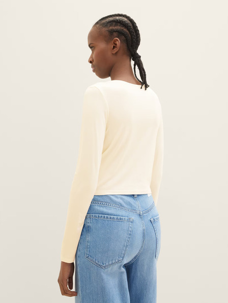 Tom Tailor Denim Krémszínű női túlméretezett póló Tom Tailor Denim