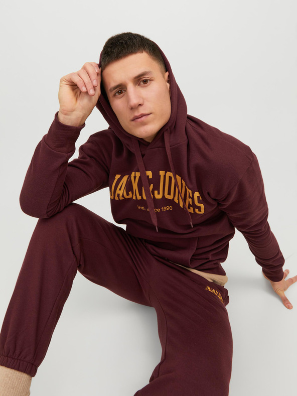 Jack & Jones Jack & Jones Josh férfi bordó színű kapucnis pulóver