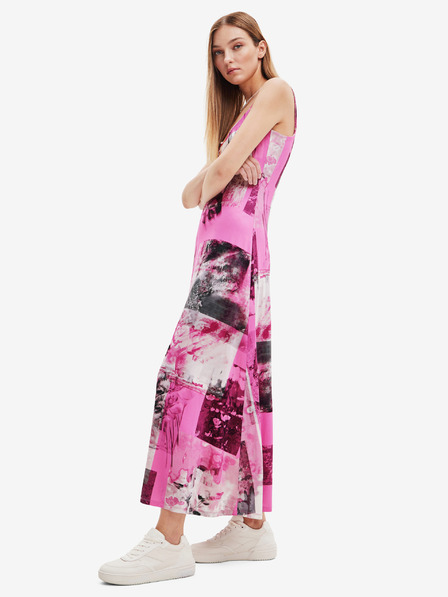 Desigual Desigual Cretona rózsaszín női mintás maxiruha