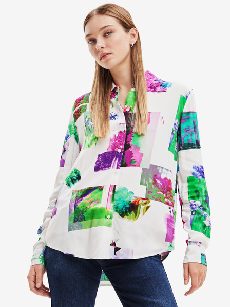 Desigual Zöld-fehér női mintás ing Desigual Trieste Trieste