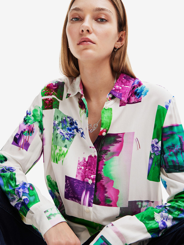 Desigual Zöld-fehér női mintás ing Desigual Trieste Trieste