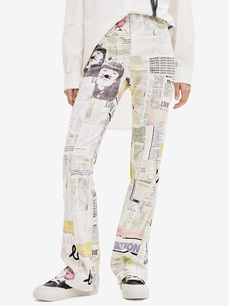 Desigual Fehér női mintás nadrág Desigual Nicole