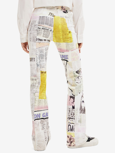 Desigual Fehér női mintás nadrág Desigual Nicole