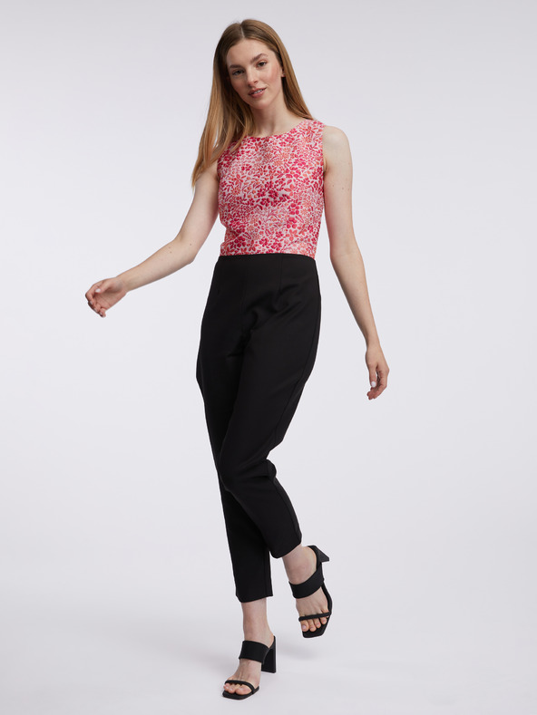 Orsay ORSAY rózsaszín és fekete női virágos overall