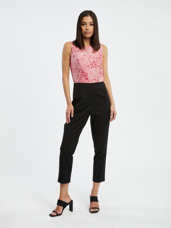 Orsay ORSAY rózsaszín és fekete női virágos overall