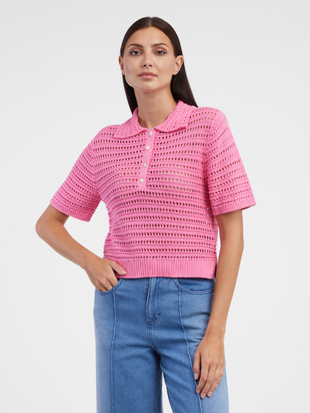 Tom Tailor Denim Rózsaszín női rövid ujjú pulóver Tom Tailor Denim