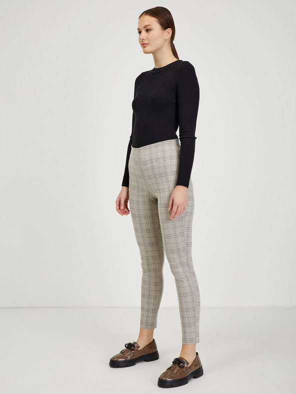 Orsay ORSAY bézs színű rövidített kockás női nadrág