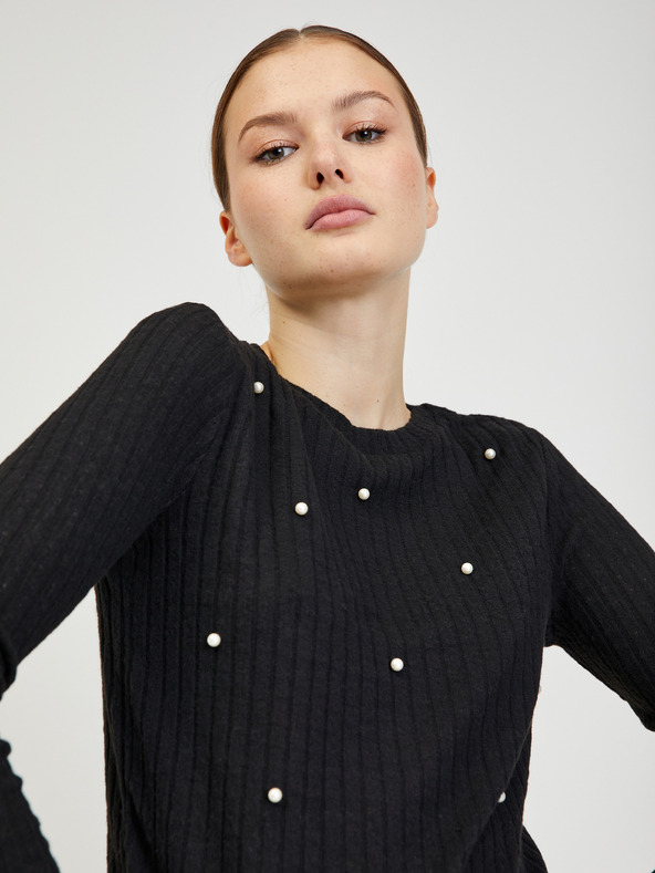 Orsay ORSAY fekete bordázott női pulóver