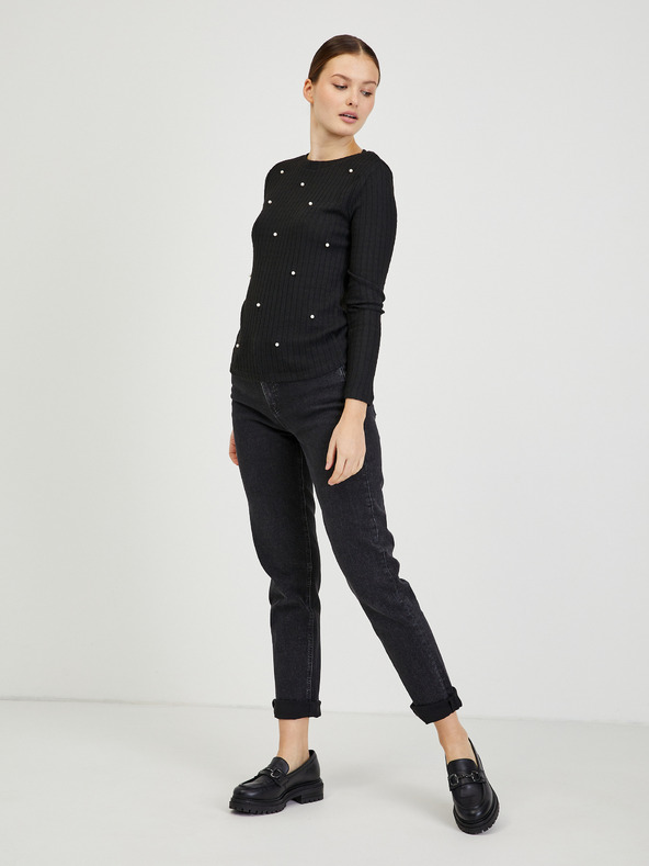 Orsay ORSAY fekete bordázott női pulóver