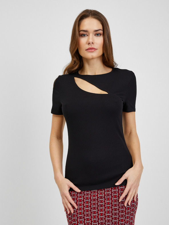 Orsay ORSAY fekete csíkos női póló kivágással