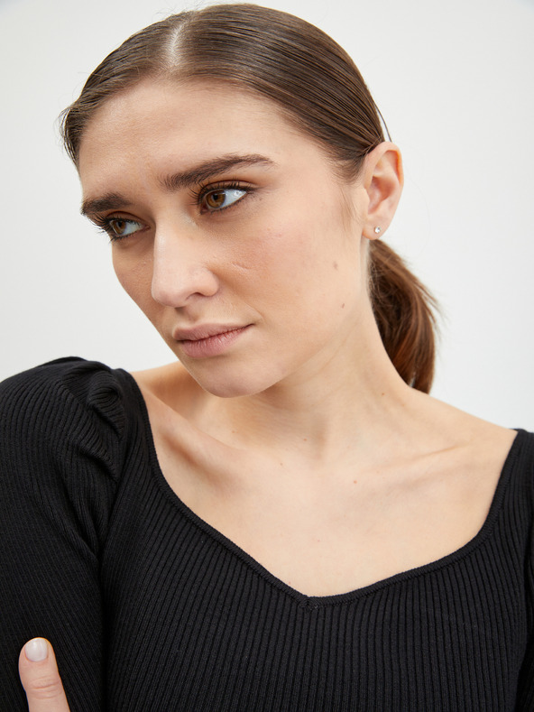 Orsay ORSAY fekete bordázott női pulóver