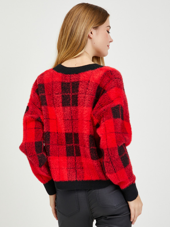 Orsay ORSAY fekete-piros kockás női kardigán