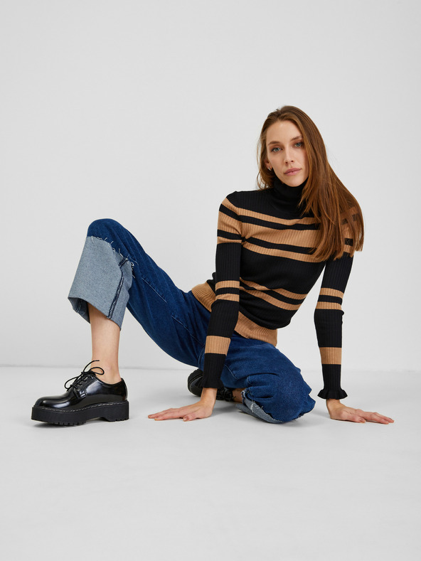 Orsay ORSAY barna-fekete csíkos női pulóver