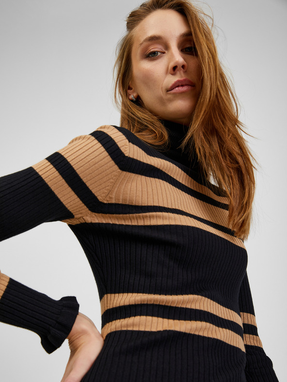 Orsay ORSAY barna-fekete csíkos női ruha