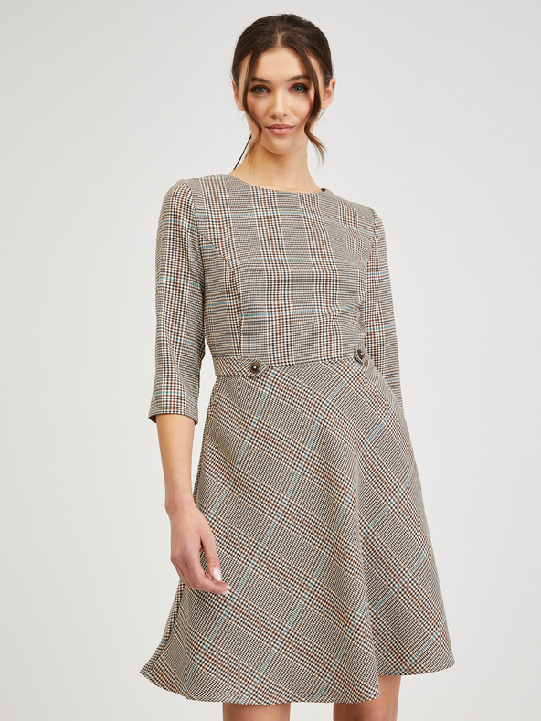 Orsay ORSAY barna kockás női ruha