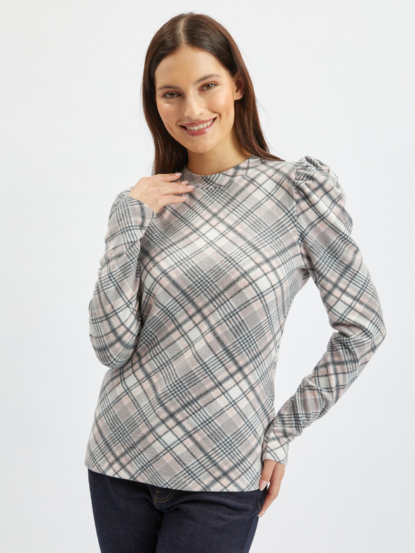 Orsay ORSAY rószaszín-szürke kockás női pulóver