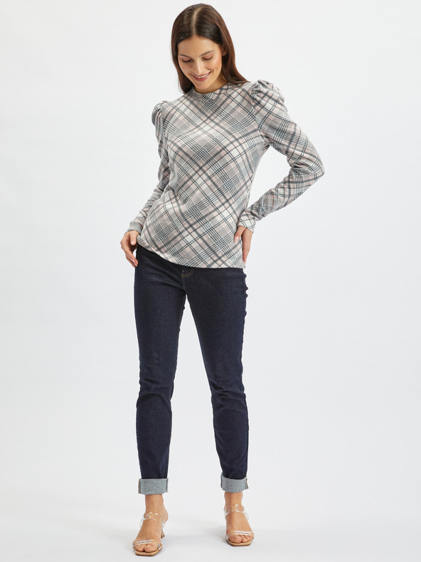 Orsay ORSAY rószaszín-szürke kockás női pulóver