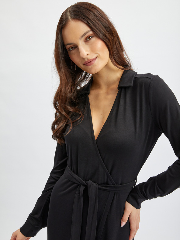 Orsay ORSAY fekete átkötős női ruha