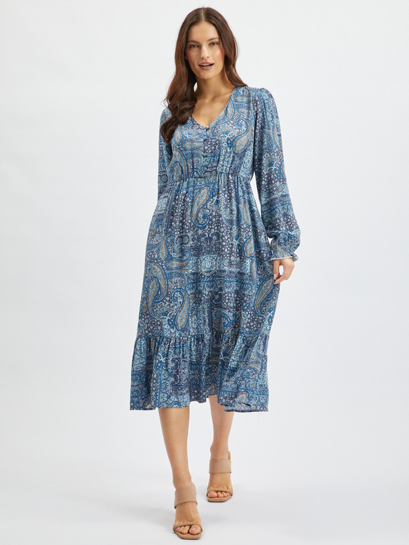 Orsay ORSAY kék mintás női midiruha