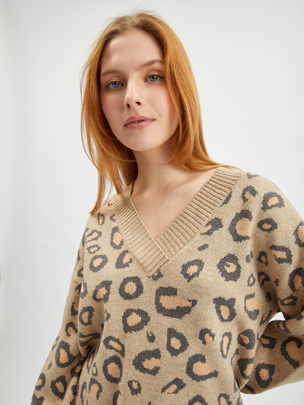 Orsay ORSAY világosbarna mintás női pulóver