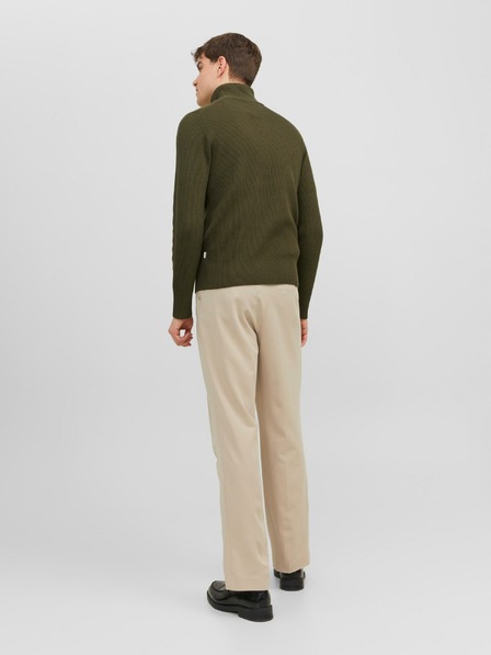 Jack & Jones Khaki színű férfi bordás Jack & Jones Perfect pulóver