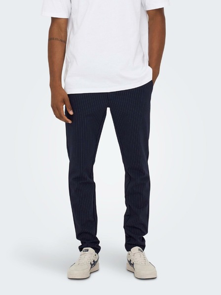 ONLY & SONS Sötétkék férfi csíkos chino nadrág ONLY & SONS Mark