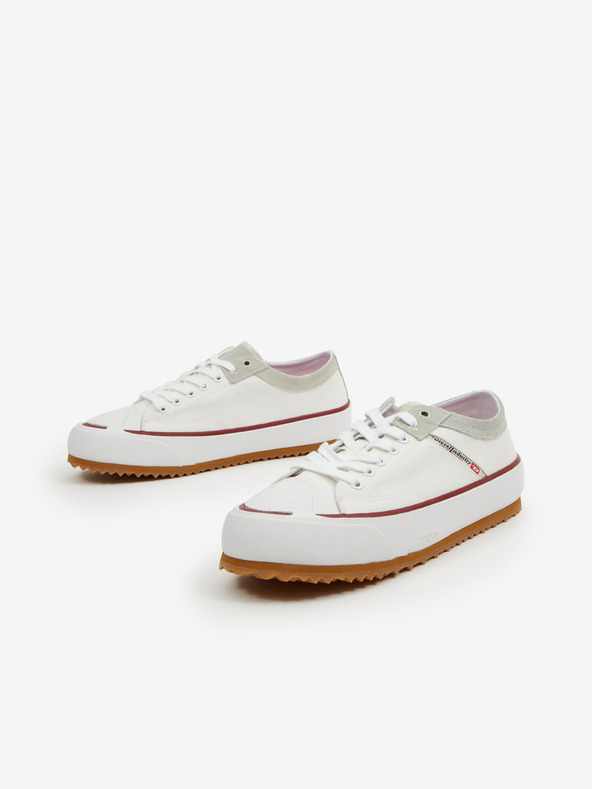 Diesel Fehér férfi vászon tornacipő bőr részletekkel Diesel