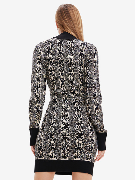 Desigual Bézs és fekete női Desigual Francesca Francesca mintás pulóver ruha - Lacroix