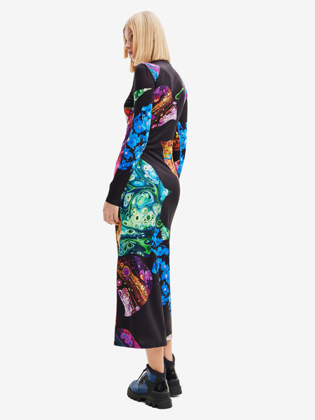 Desigual Kék-fekete női mintás maxiruha Desigual Arles - Lacroix kék és fekete