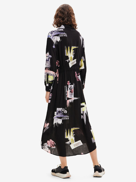 Desigual Fekete női mintás póló midi ruha Desigual Percy Percy