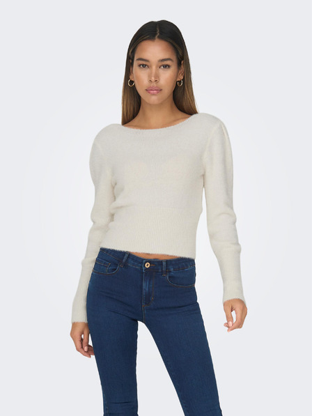 ONLY Krémszínű női pulóver ONLY Ella Sweater