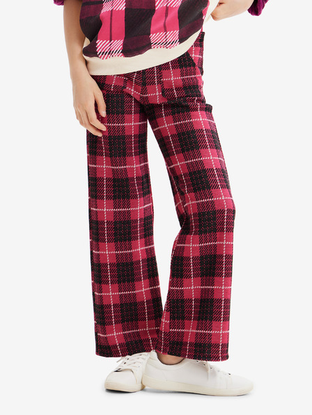 Desigual Desigual Denis sötét rózsaszínű, kockás lánynadrág