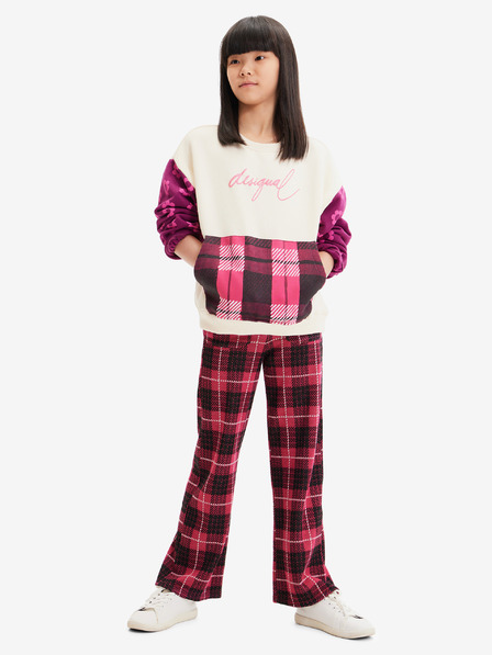 Desigual Desigual Denis sötét rózsaszínű, kockás lánynadrág