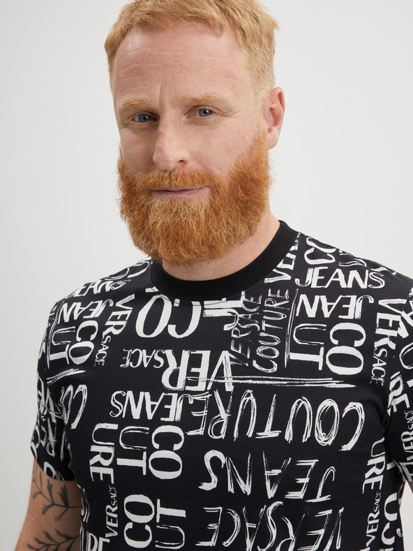 Versace Jeans Couture Fekete férfi mintás póló Versace Jeans Couture