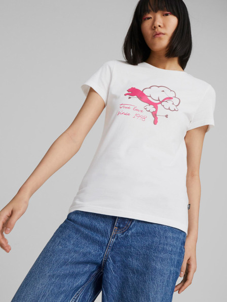 Puma Fehér Puma női grafikus Valentine póló Valentine póló